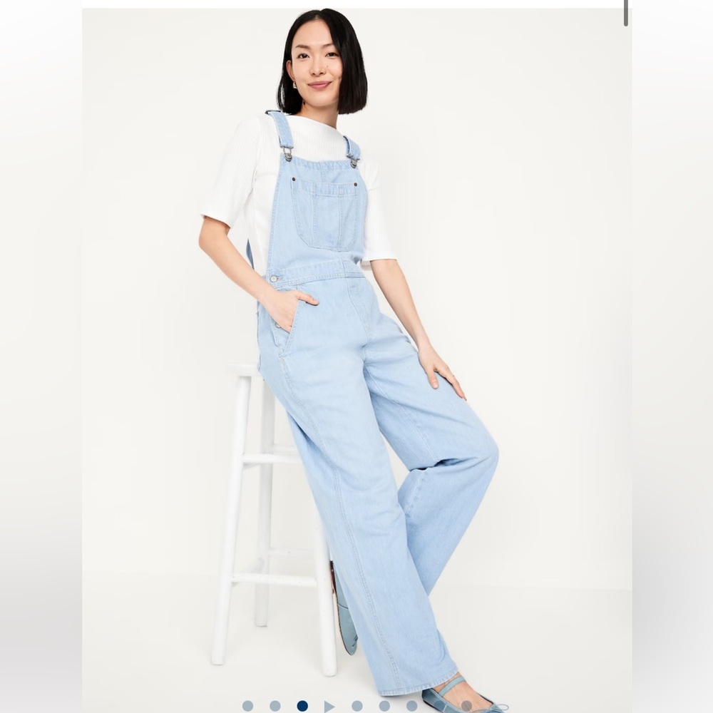 Light wash Baggy wide leg overalls